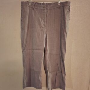 J.Jill Linen Stretch Crop Pants Grey Wide Leg Pinstripe Size 18 NWT, Inseam 22"